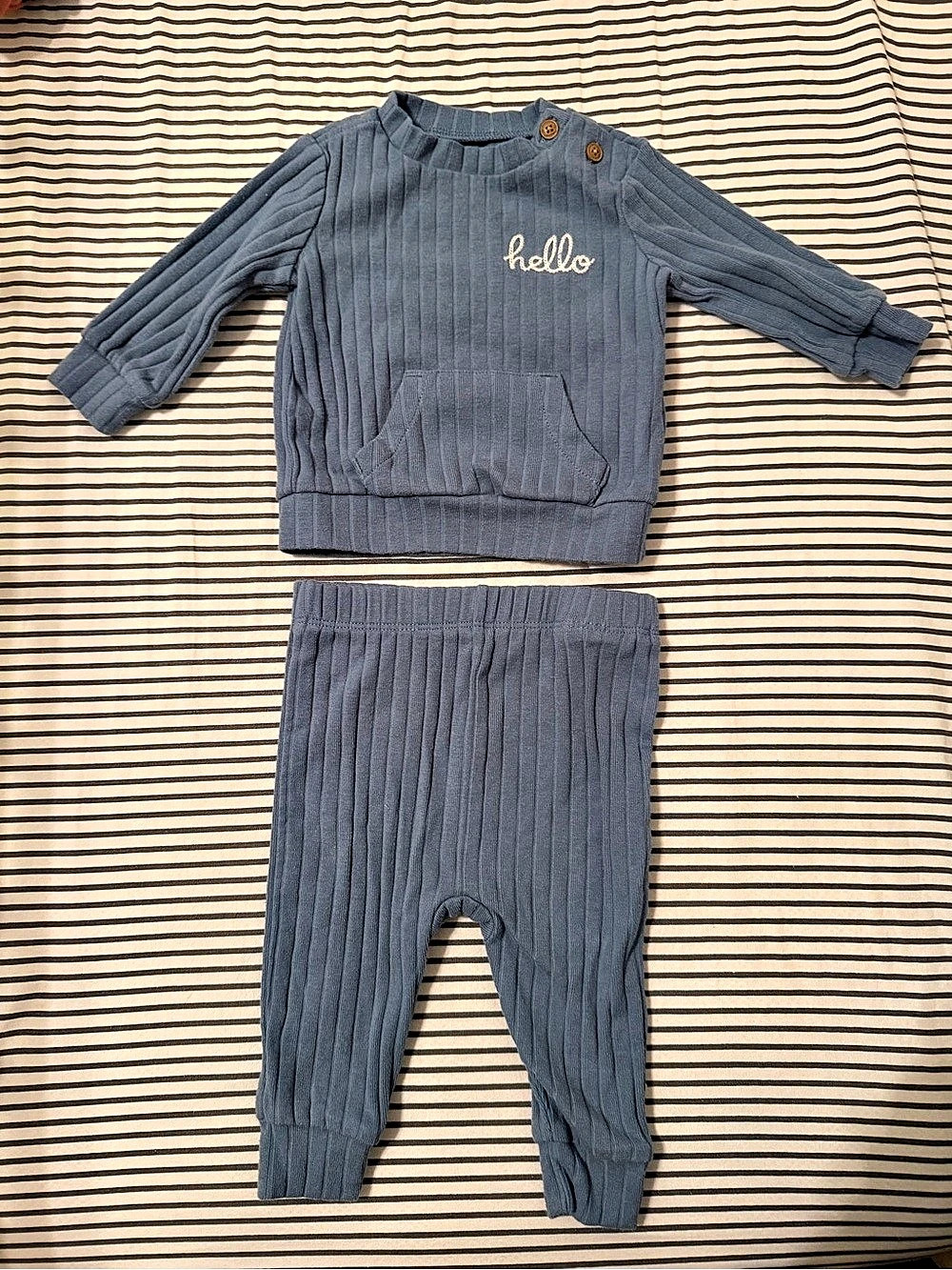 Huggies Baby 3M Rib Knit Matching Set - blue